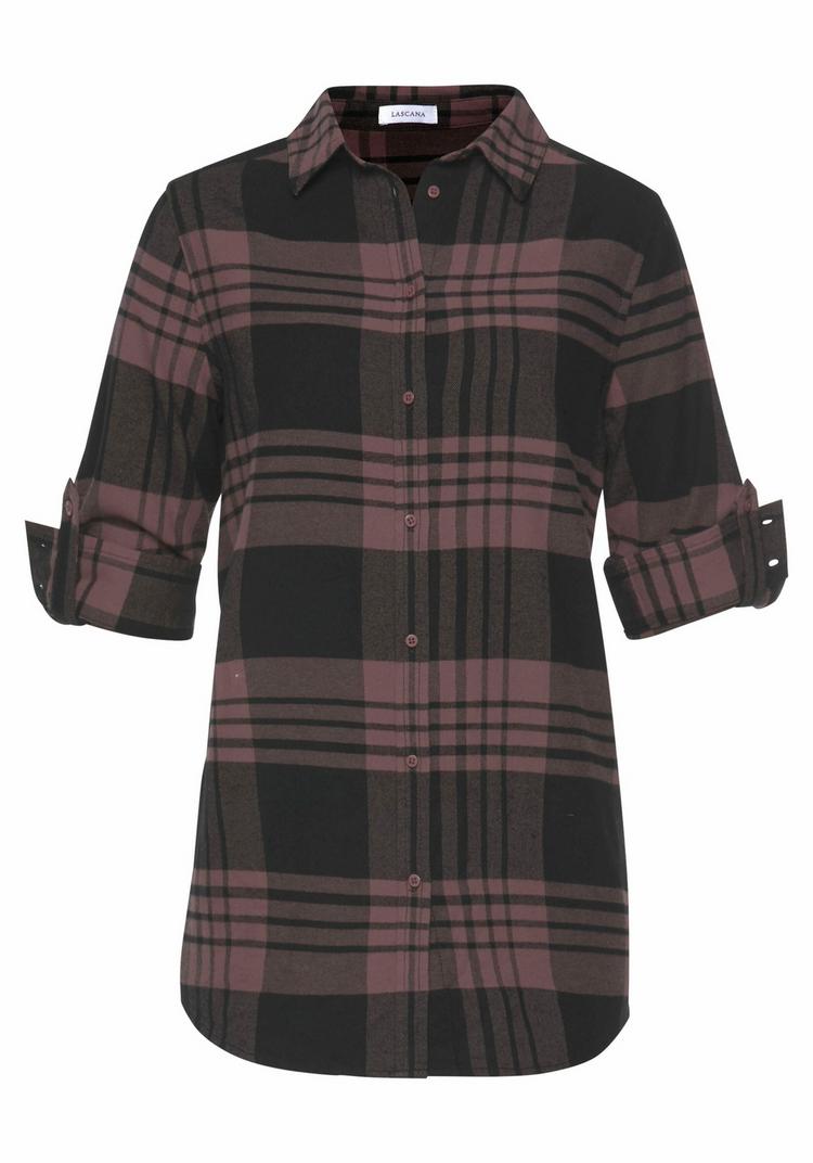 Lascana Lascana Hemdbluse Kurzarmbluse Damen - lila-schwarz-kariert - 1 | SportScheck