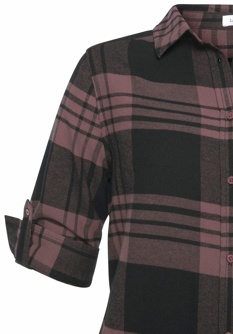 Lascana Lascana Hemdbluse Kurzarmbluse Damen - lila-schwarz-kariert - 2 | SportScheck