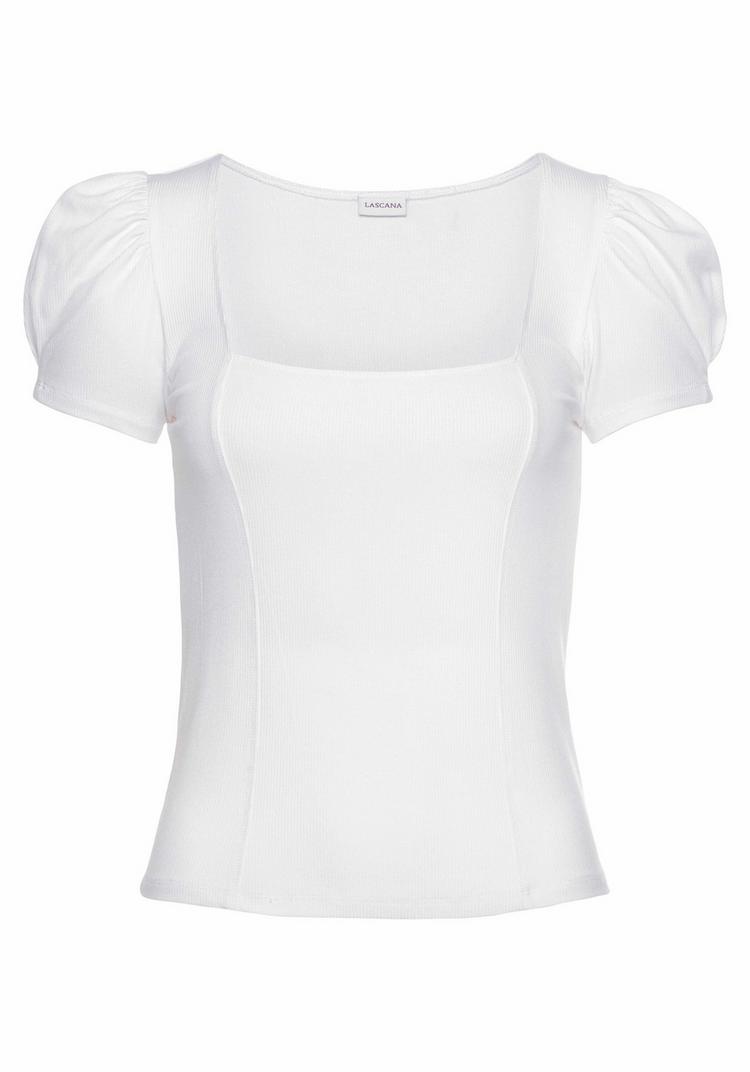 Lascana Lascana Kurzarmshirt T-Shirt Damen - wei&szlig; - 0 | SportScheck