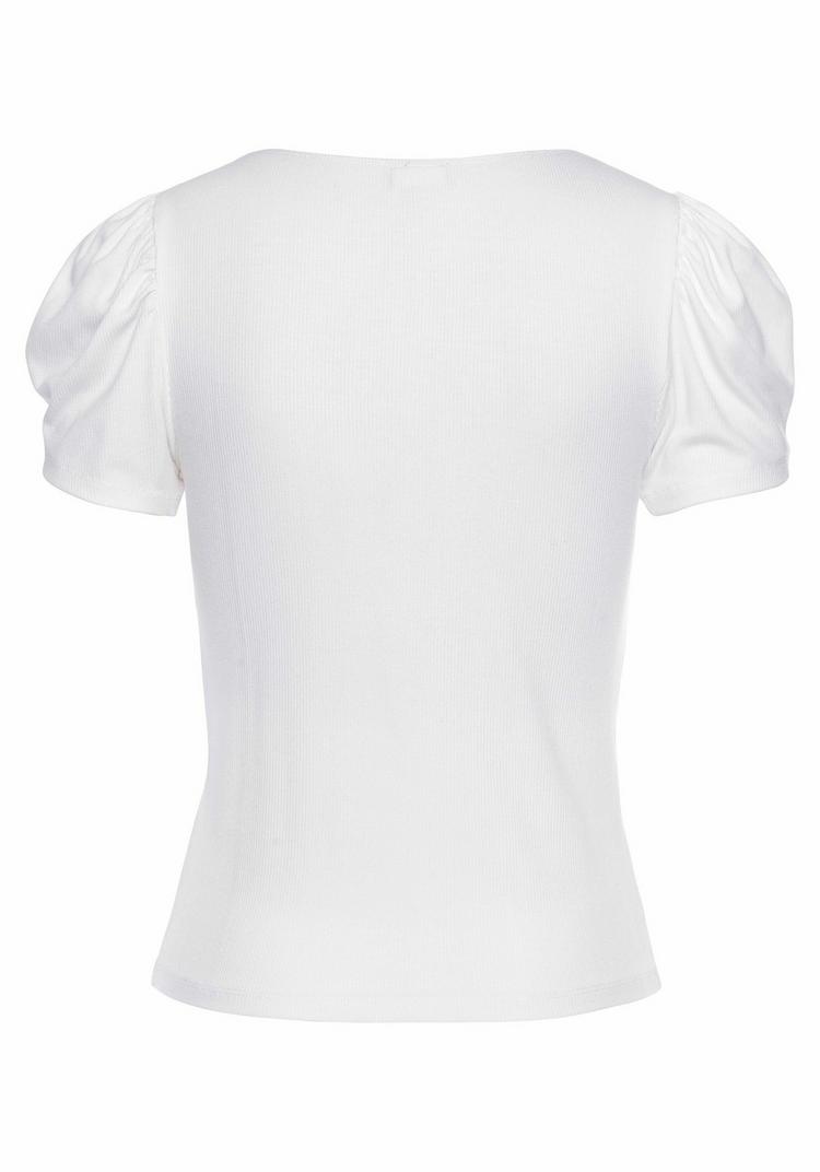Lascana Lascana Kurzarmshirt T-Shirt Damen - wei&szlig; - 0 | SportScheck