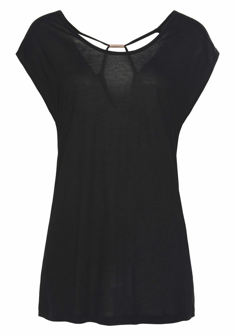 Lascana Lascana Rundhalsshirt T-Shirt Damen - schwarz - 0 | SportScheck