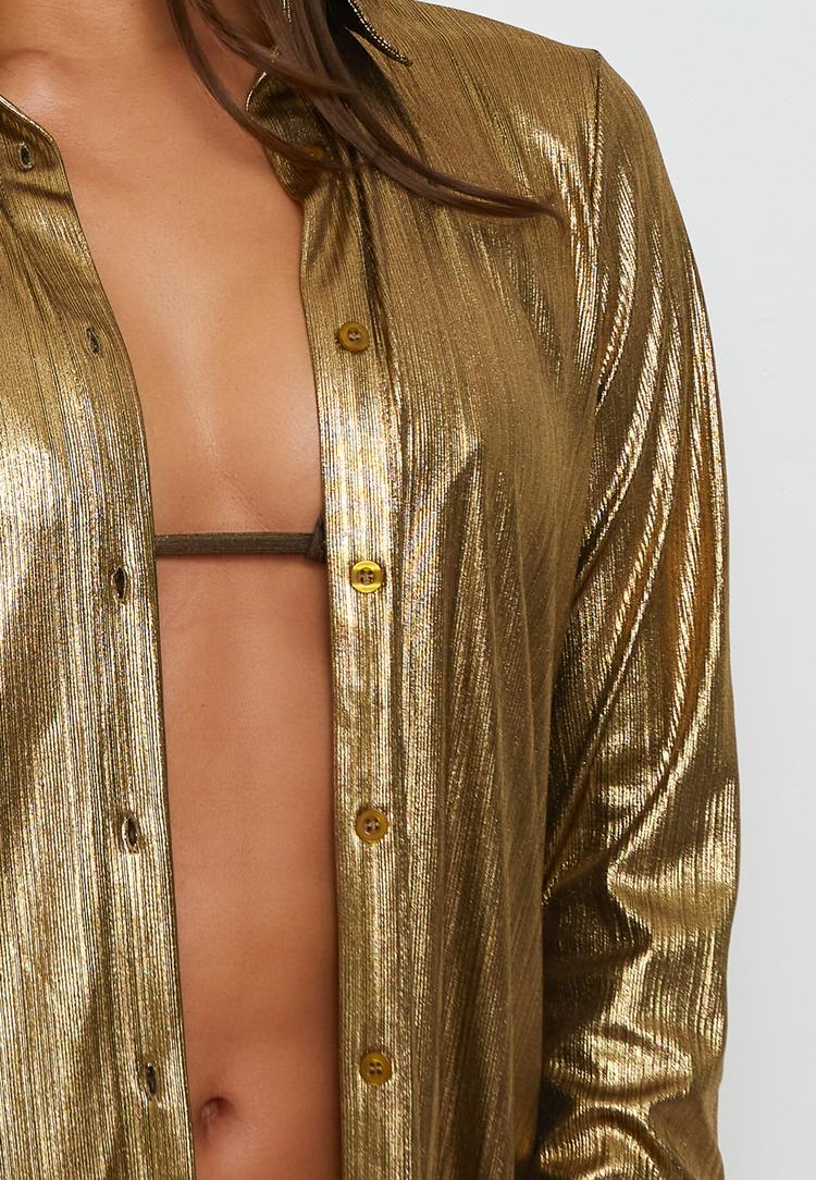 Moda Minx Moda Minx Shimmering Lights Langarmbluse Damen - Espresso - 0 | SportScheck