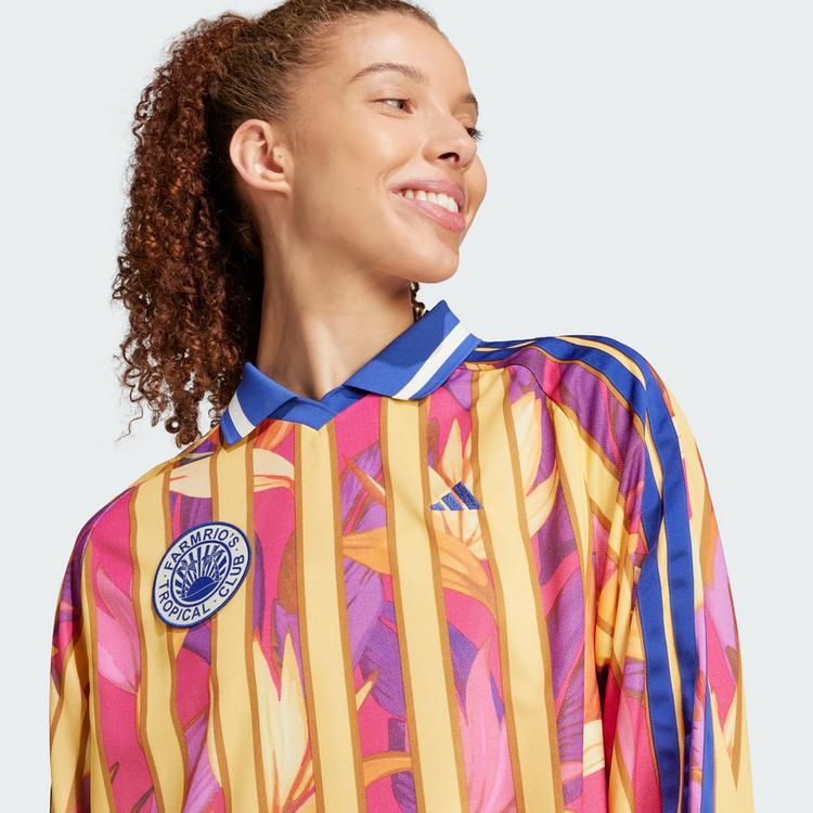 adidas adidas adidas X FARM Premium Kleid Kleid Damen - Bold Pink / Semi Spark / Gold Ochre - 0 | SportScheck