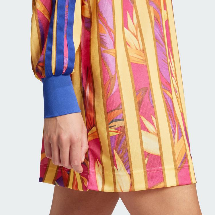 adidas adidas adidas X FARM Premium Kleid Kleid Damen - Bold Pink / Semi Spark / Gold Ochre - 1 | SportScheck