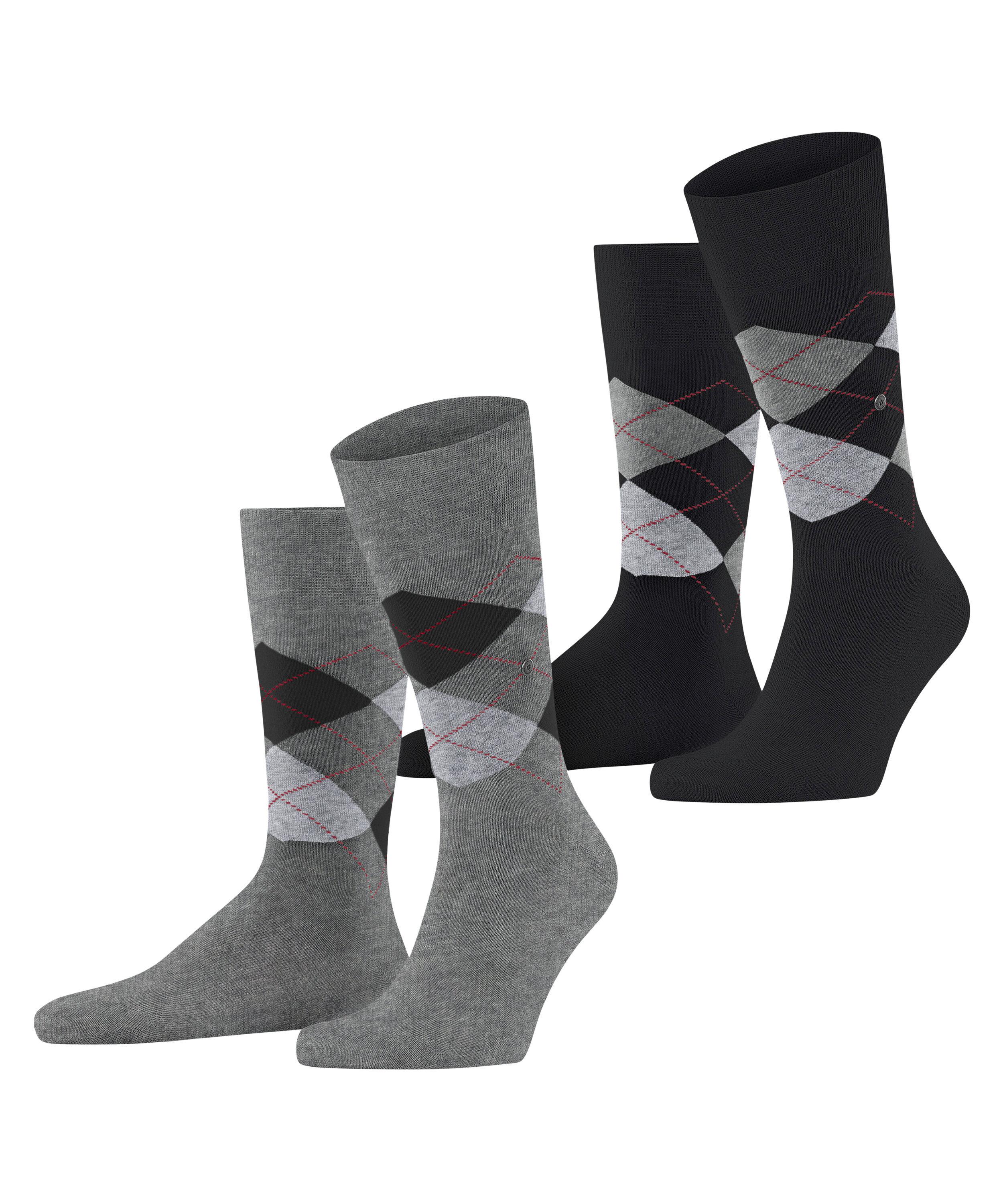 Burlington Everyday Argyle SO 2-Pack Socken Herren - light greymel. (3390)
