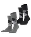 Burlington Everyday Argyle SO 2-Pack Socken Herren - light greymel. (3390)