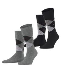 Burlington Everyday Argyle SO 2-Pack Socken Herren - light greymel. (3390)