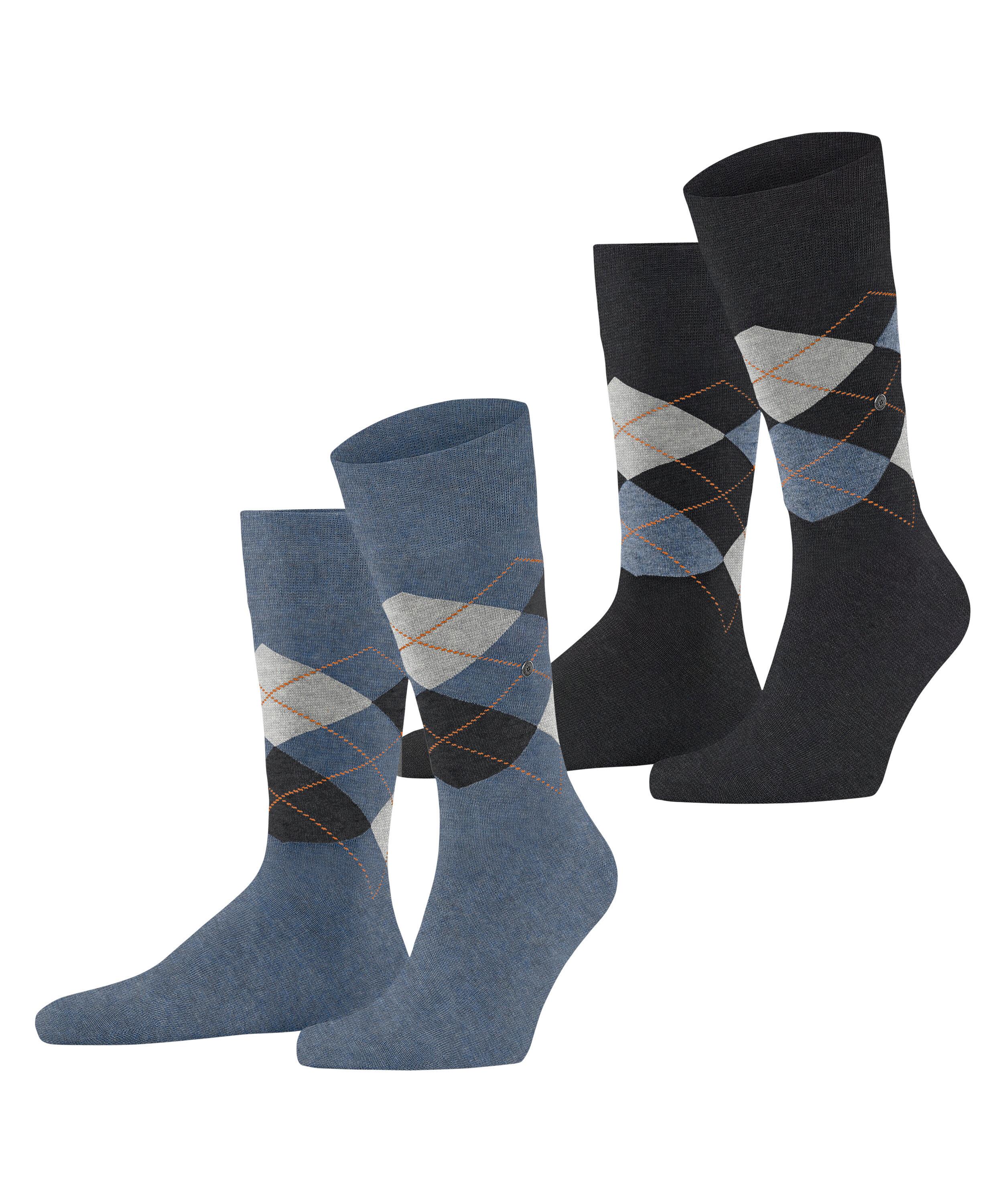 Burlington Everyday Argyle SO 2-Pack Socken Herren - denim mel. (6797)