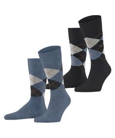 Burlington Everyday Argyle SO 2-Pack Freizeitsocken Herren denim mel. (6797)