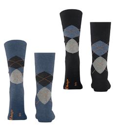 Rückansicht von Burlington Everyday Argyle SO 2-Pack Freizeitsocken Herren denim mel. (6797)