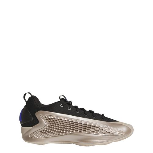 Rückansicht von adidas Anthony Edwards 1 Low Basketballschuh Basketballschuhe Champagne Met. / Core Black / Lucid Blue