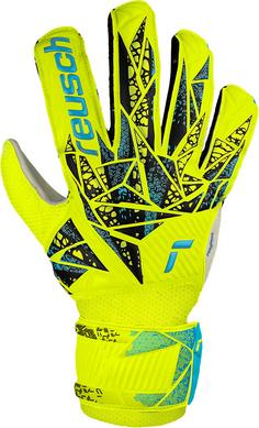 Rückansicht von Reusch Attrakt Solid Junior Torwarthandschuhe 2111  safety yellow/future blu