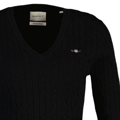 Rückansicht von GANT Strickpullover Strickpullover Damen Schwarz