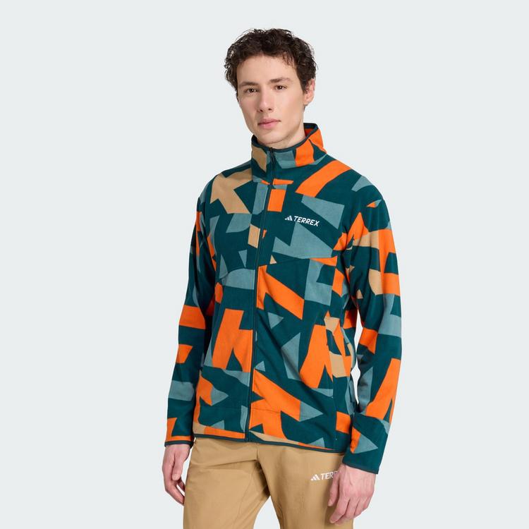 adidas adidas Terrex Multi Printed Fleecejacke Fleecejacke Herren - Aurora Ivy / Semi Impact Orange - 0 | SportScheck