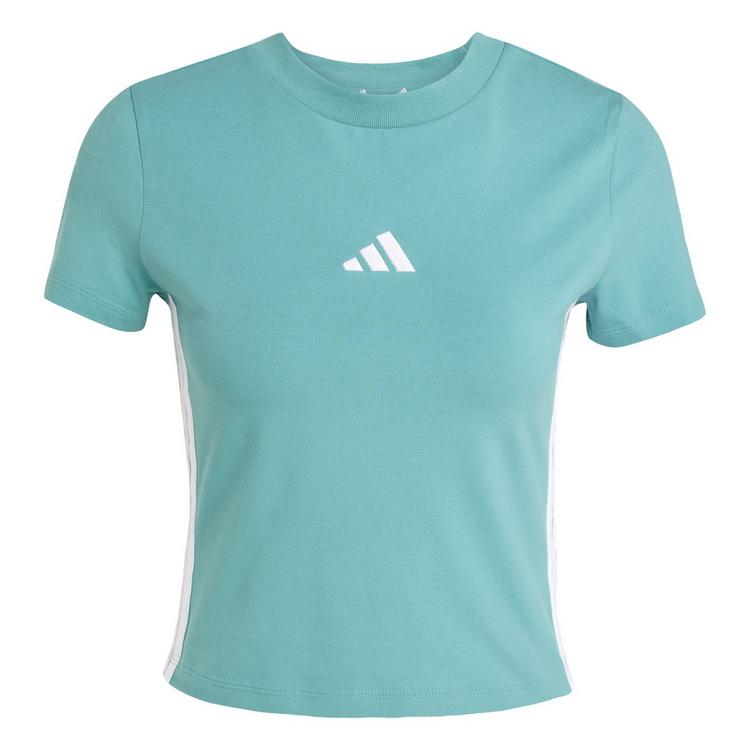 adidas adidas Essentials 3-Streifen Slim Baby T-Shirt Langarmshirt Damen - Powder Teal / White - 0 | SportScheck