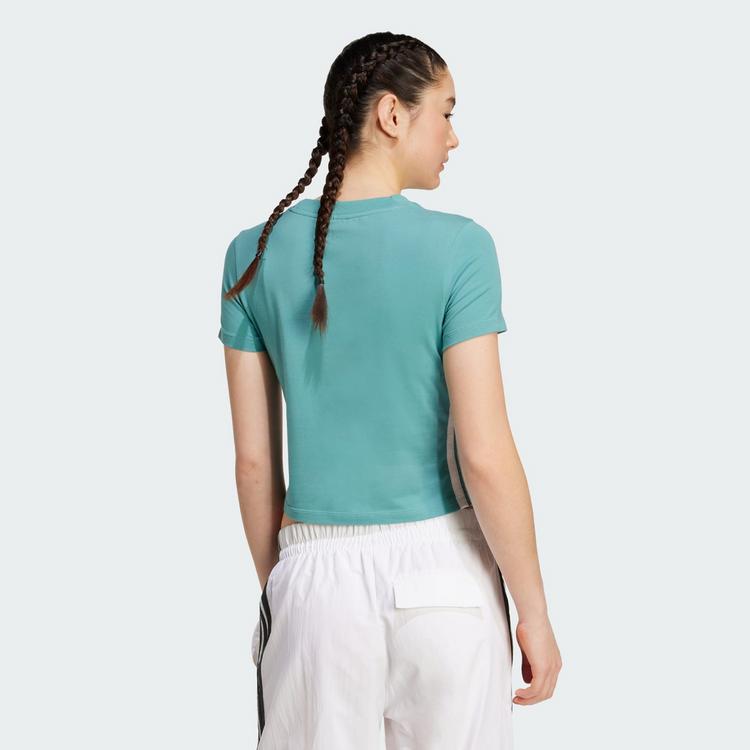 adidas adidas Essentials 3-Streifen Slim Baby T-Shirt Langarmshirt Damen - Powder Teal / White - 1 | SportScheck