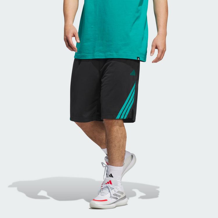 adidas adidas Legends 3-Streifen Basketball Shorts Basketball-Shorts Herren - Black / Pure Teal - 0 | SportScheck