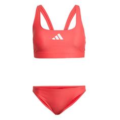adidas 3-Streifen V-Back Bikini Bikini Set Damen Semi Lucid Red / White