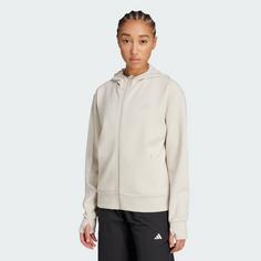 Rückansicht von adidas Designed 4 Training Kapuzenjacke Hoodie Damen Beige