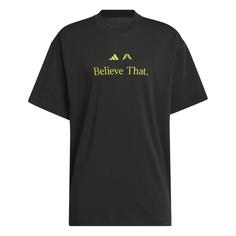 adidas Anthony Edwards Believe That T-Shirt Basketball Shirt Herren Black / Preloved Lime