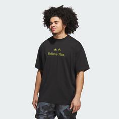 Rückansicht von adidas Anthony Edwards Believe That T-Shirt Basketball Shirt Herren Black / Preloved Lime