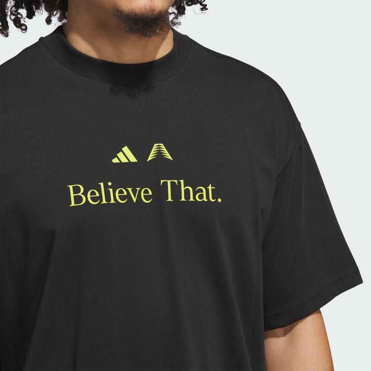 adidas adidas Anthony Edwards Believe That T-Shirt Basketball Shirt Herren - Black / Preloved Lime - 0 | SportScheck