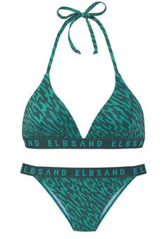 ELBSAND Triangel-Bikini Bikini Set Damen petrol bedruckt