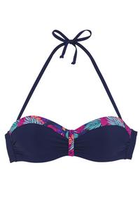 Lascana B&uuml;gel-Bandeau-Bikini-Top Bikini Oberteil Damen - navy-pink bedruckt