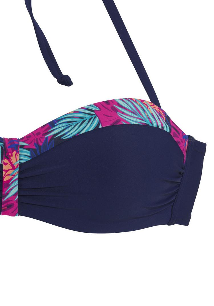 Lascana Lascana B&uuml;gel-Bandeau-Bikini-Top Bikini Oberteil Damen - navy-pink bedruckt - 1 | SportScheck