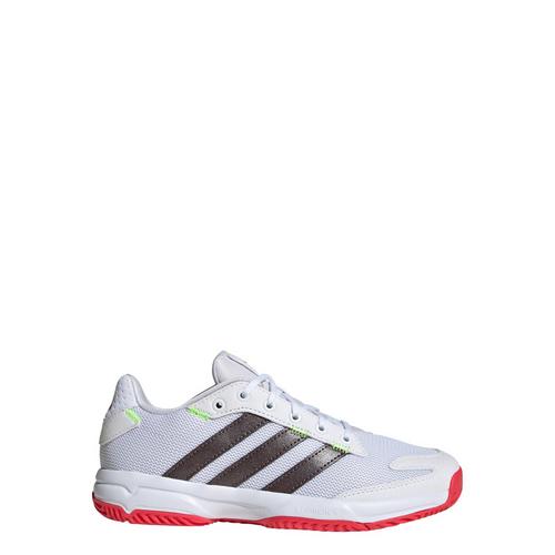 Rückansicht von adidas Stabil Indoor Kids Schuh Hallenschuhe Kinder Cloud White / Aurora Met. / Semi Lucid Red