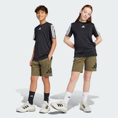 Rückansicht von adidas Essentials Kids Shorts Funktionsshorts Kinder Olive Strata / Black