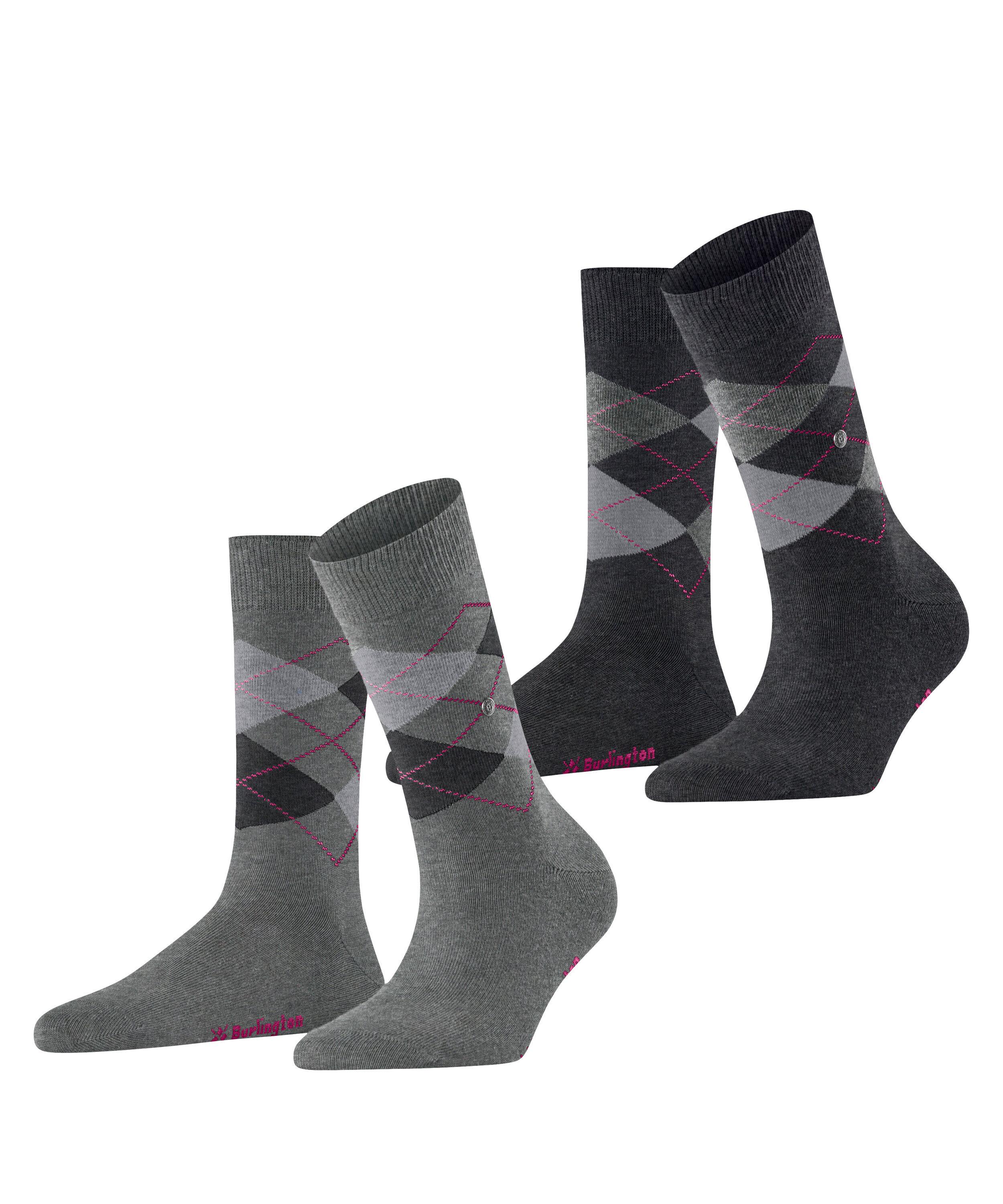 Burlington Everyday Argyle SO 2-Pack Socken Damen - light greymel. (3390)