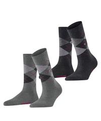 Burlington Everyday Argyle SO 2-Pack Socken Damen - light greymel. (3390)