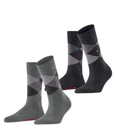 Burlington Everyday Argyle SO 2-Pack Freizeitsocken Damen light greymel. (3390)