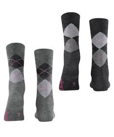 Rückansicht von Burlington Everyday Argyle SO 2-Pack Freizeitsocken Damen light greymel. (3390)
