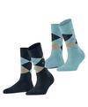 Burlington Everyday Argyle SO 2-Pack Socken Damen - marine (6120)