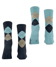 Rückansicht von Burlington Everyday Argyle SO 2-Pack Freizeitsocken Damen marine (6120)