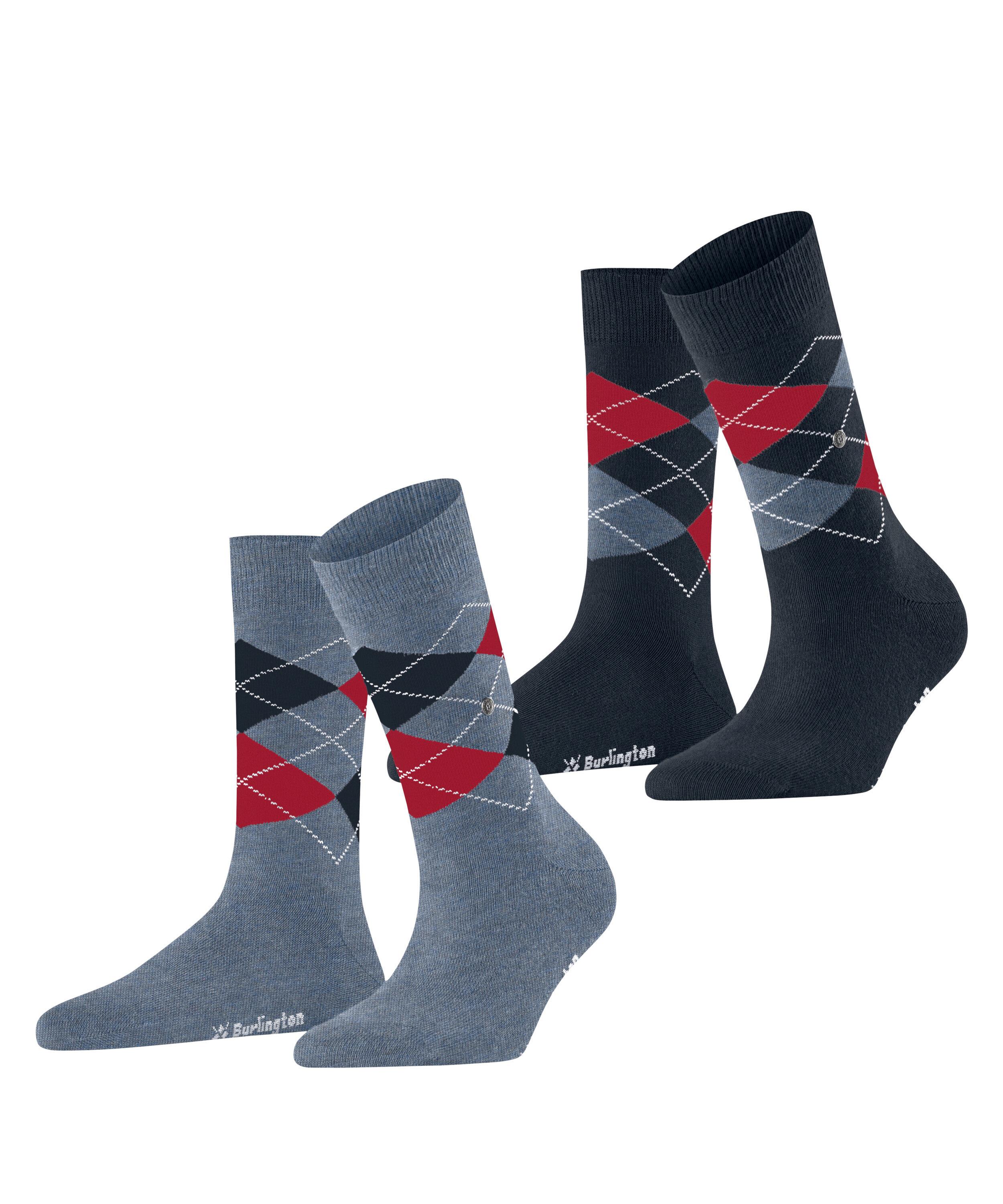 Burlington Everyday Argyle SO 2-Pack Socken Damen - denim mel. (6797)