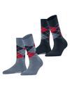 Burlington Everyday Argyle SO 2-Pack Socken Damen - denim mel. (6797)