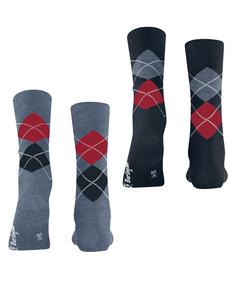 Rückansicht von Burlington Everyday Argyle SO 2-Pack Freizeitsocken Damen denim mel. (6797)