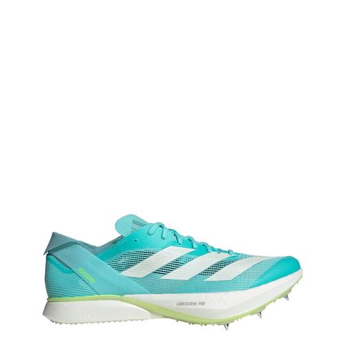 Rückansicht von adidas Adizero Avanti Spike-Schuh Laufschuhe Flash Aqua / Zero Metalic / Lucid Lemon