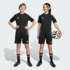 Rückansicht von adidas Tiro 24 Kids Trainingsshorts Fußballshorts Kinder Black / Purple Rush