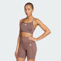 Rückansicht von adidas Aeroreact Training 3-Streifen Sport-BH Sport-BH Damen Earth Strata
