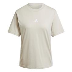 adidas Essentials 3-Streifen Cotton T-Shirt Langarmshirt Damen Beige / White
