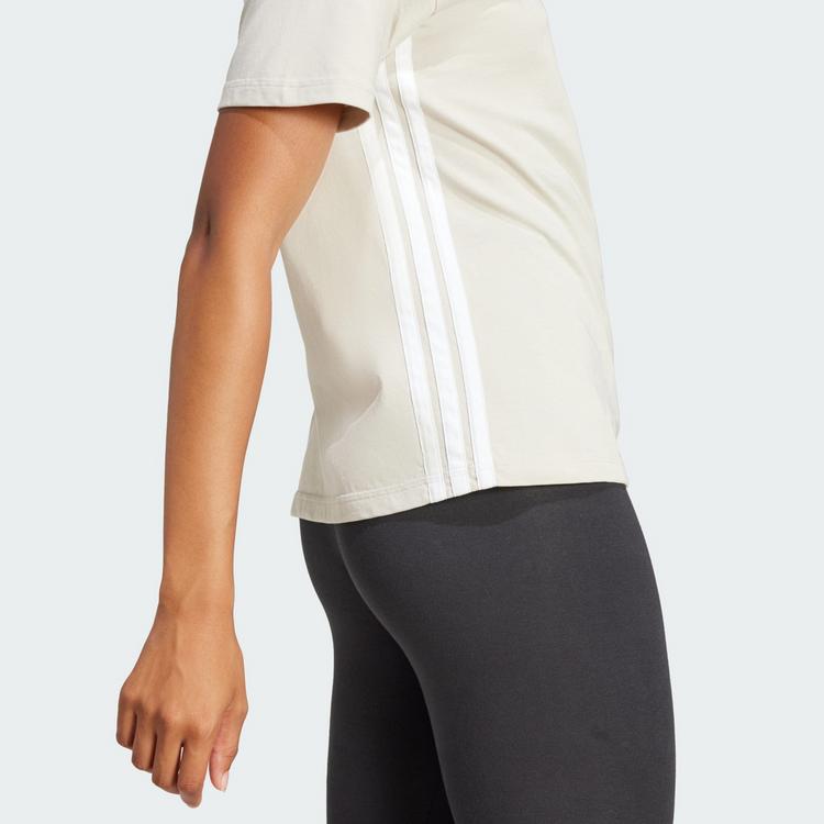 adidas adidas Essentials 3-Streifen Cotton T-Shirt Langarmshirt Damen - Beige / White - 0 | SportScheck