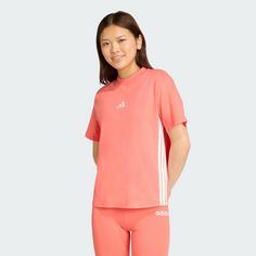 Rückansicht von adidas Essentials 3-Streifen Cotton T-Shirt Langarmshirt Damen Semi Turbo / White