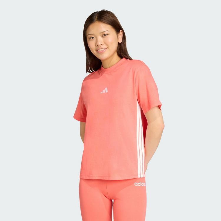 adidas adidas Essentials 3-Streifen Cotton T-Shirt Langarmshirt Damen - Semi Turbo / White - 0 | SportScheck