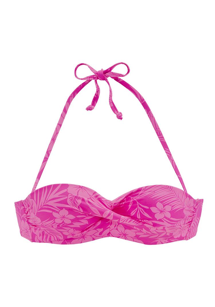 VENICE BEACH VENICE BEACH B&uuml;gel-Bandeau-Bikini-Top Bikini Oberteil Damen - pink bedruckt - 1 | SportScheck