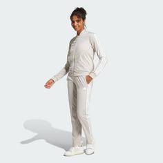Rückansicht von adidas Essentials 3-Streifen Trainingsanzug Trainingsanzug Damen Beige
