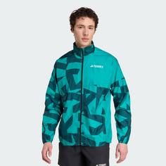 Rückansicht von adidas TERREX Multi Printed Windjacke Laufjacke Herren Pure Teal / Aurora Ivy